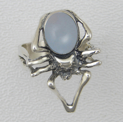 Sterling Silver Spider Ring With Blue Lace Agate Size 12